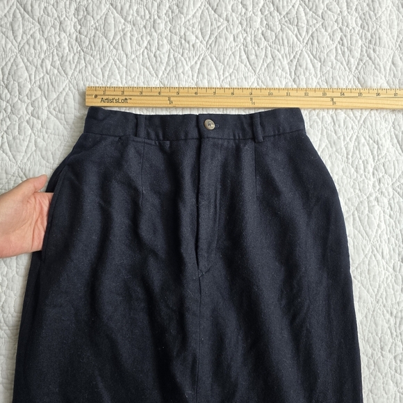 90s Ralph Lauren Purple Label Vintage USA Wool Midi Pencil Skirt Navy - Picture 6 of 8